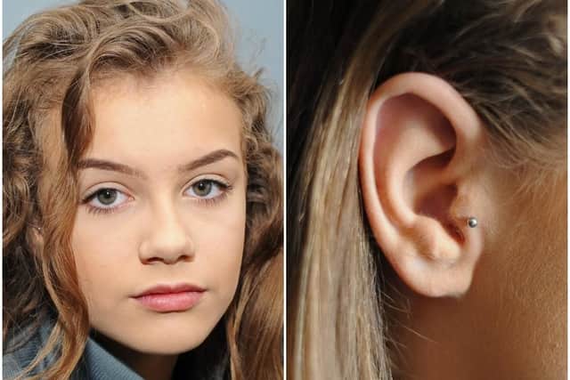 Storm Jarrold has been off school for five weeks because of this stud ear-ring.