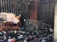 Fly-tipped waste which was set alight outside homes on Hunt Lane in Bentley, Doncaster