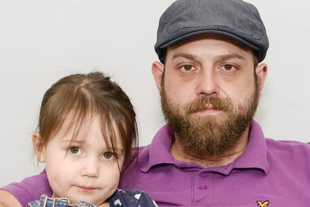 Anthony Maddison and daughter Francesca who he says was nearly abducted in The Frenchgate Centre