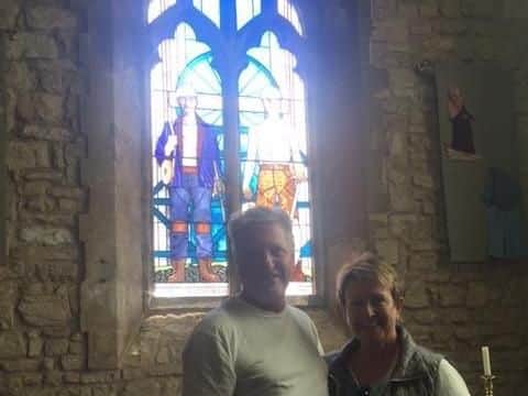 Elaine and Stephen Henry visited All Saints Church t in Harworth to view the Miners' Window