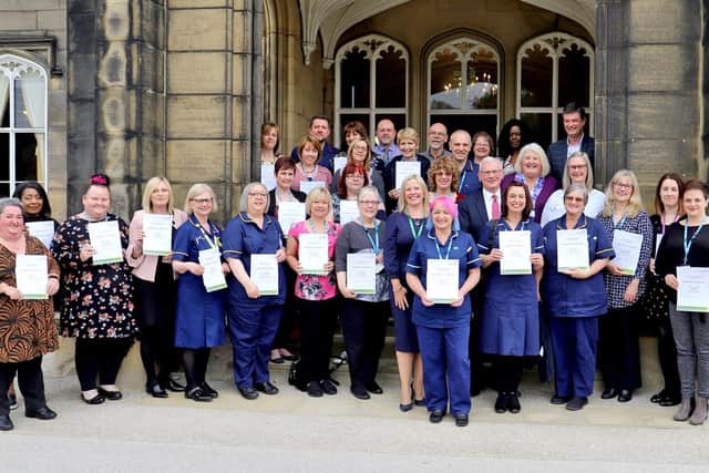 Pictured are some of the staff who received their long service awards at St Catherines House, Balby.