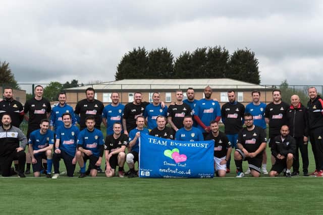The players who are taking part in  training at Astrea Academy Woodfield for the Legends fundraising football match, which will raise money for the Eve Merton Dreams Trust. Picture: Andrew Kelly Photography
