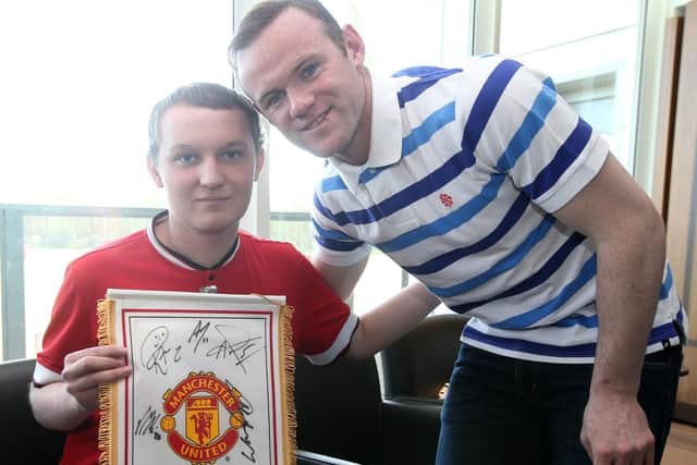 Connor Steel, aged 17, of Airstone Road, Askern, with Wayne Rooney