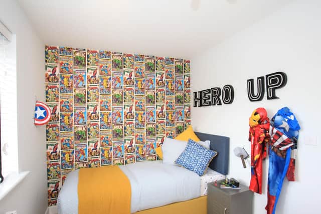 Marvel at the hero themed bedroom