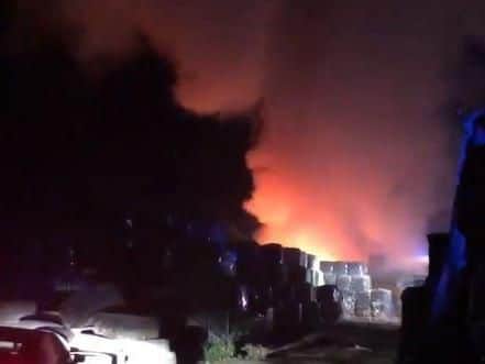 Firefighters have been working to extinguish the huge blaze that broke out at the Eco-Power recycling plant onBankwood Lane in New Rossington at around 12.30am yesterday morning