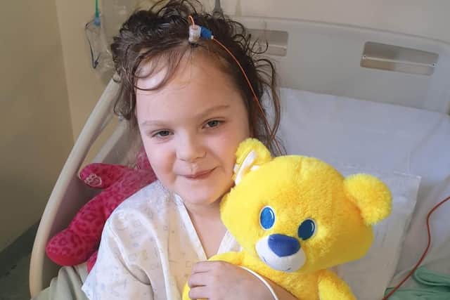 Freya Dawson when she was in hospital for her surgery