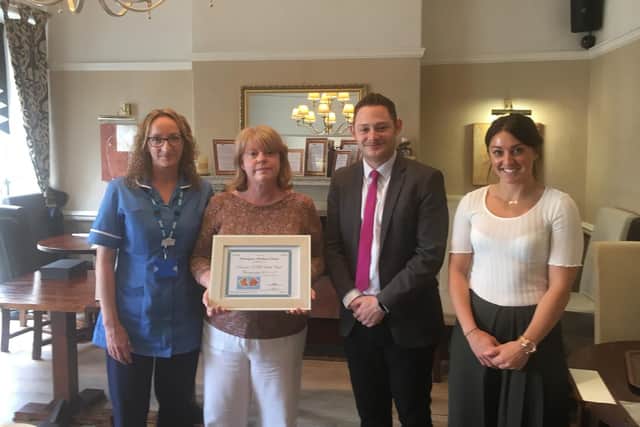 Petersgate Medical Centre receiving their award, presented by BHR Pharmaceuticals Ltd and Doncaster Council