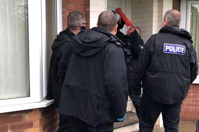 Officers raided homes in Doncaster yesterday