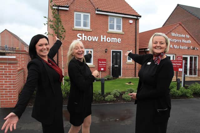 The new show home is now open at the Harpers Heath development in Hatfield  unveiled by Linden Homes East Yorkshire regional sales manager Melanie Parker (centre) and sales executives Alex Rymer and Paula Johnson