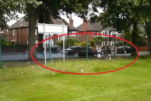 The car roars down Town Moor Avenue after the Classic Car Show. (Photo: YouTube).