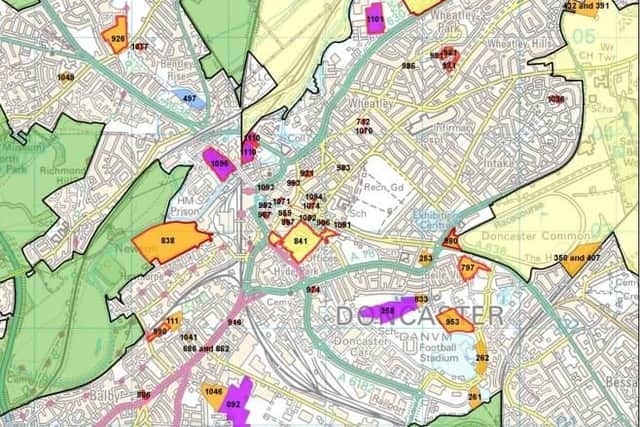 Housing and employment sites in one area of Doncaster in the Local Plan