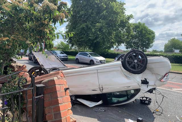 One vehicle ended up on its roof.