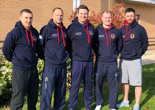 Doncaster Phoenix coaching team: (l-r) Sam Bottomley, Tim Elliot, Adam Kettle, Michael Hills and Declan Cusack