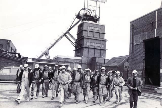 Just some of the miners whose hard work has given the Barnburgh Colliery a high output of coal - 8th May 1980