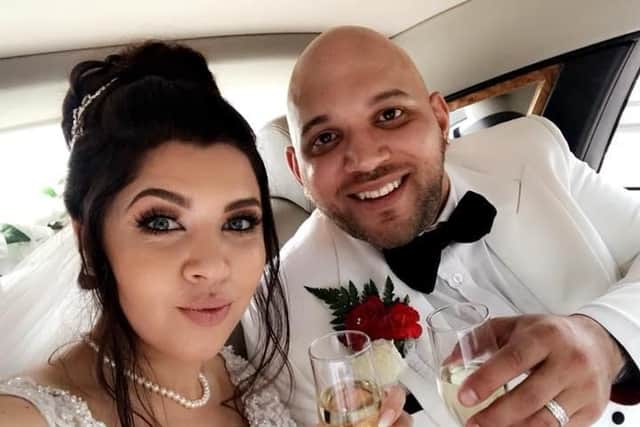 The couple celebrate their big day.