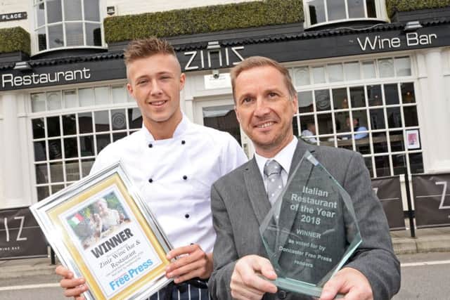 Ziniz Italian restaurant and wine bar, has jointly won the Doncaster Free Press Italian of the year award, as voted by readers. Marco Calzini, chef and Marc Linley, pictured. Picture: Marie Caley NDFP Ziniz MC 2