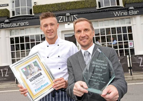 Ziniz Italian restaurant and wine bar, has jointly won the Doncaster Free Press Italian of the year award, as voted by readers. Marco Calzini, chef and Marc Linley, pictured. Picture: Marie Caley NDFP Ziniz MC 2
