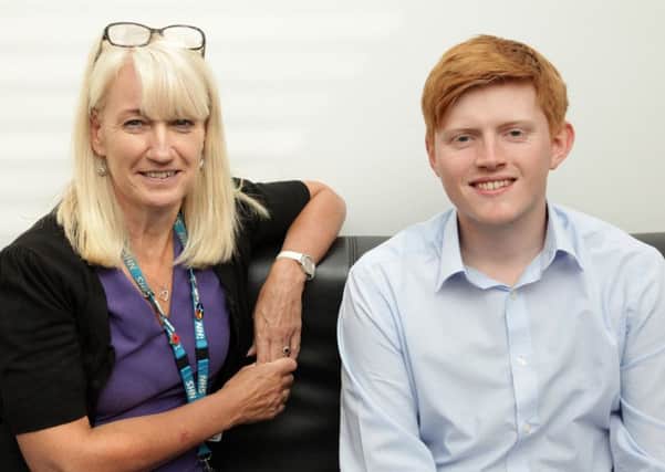 Karen Barnard, Director of People and Organisational Development at  Doncaster and Bassetlaw Teaching Hospitals (DBTH) with Elliott Wilson, Training and Education Co-ordinator and former apprentice at the Trust,