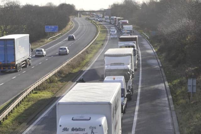 Congestion on the A1 near Doncaster