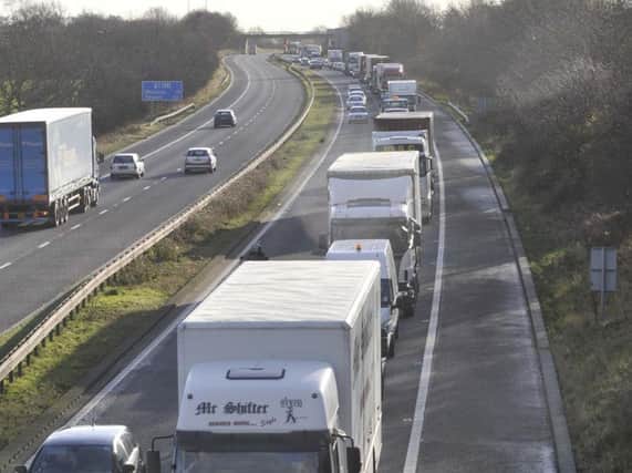 Congestion on the A1 near Doncaster