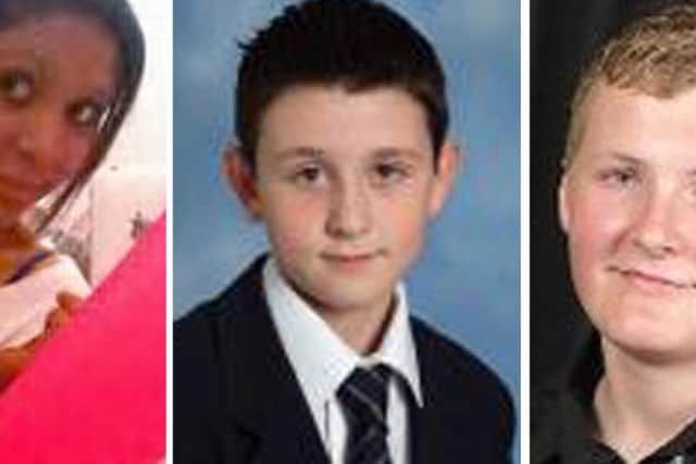 Lo to r- Antonia Browne, aged 14, Michael Gallagher, aged 16 and Tom Hughes, aged 15.