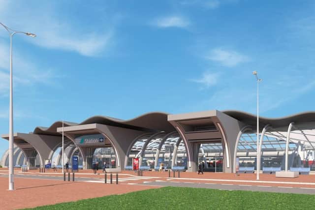 An artists impression of the proposed station at Doncaster Sheffield Airport