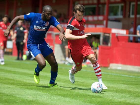 John Marquis charges down the flank during the friendly with Alfreton Town. Picture: Heather King