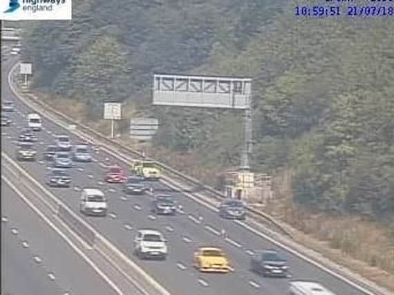 The abandoned car on the M1. Picture: @HighwaysYORKS