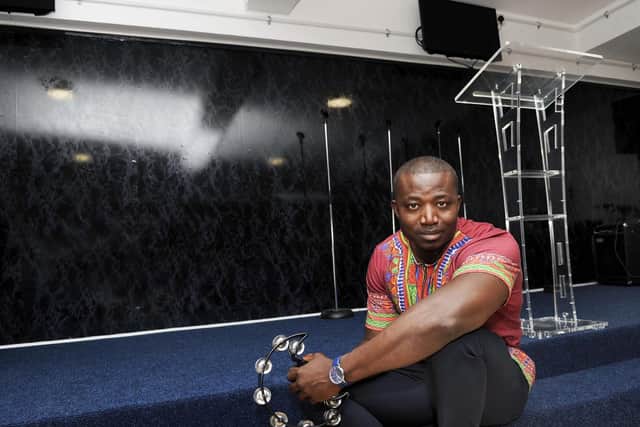 Pictured is Kingsley Avagah of the Paradign Impact Network,who have had musical instruments stolen from there church in College Road,Doncaster........Pic Steve Ellis