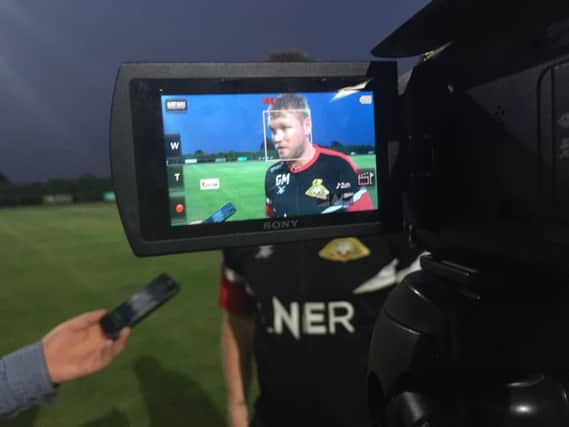 Grant McCann addresses the media after the friendly win at Deeping Rangers