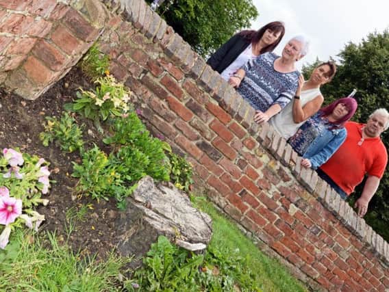 Norma Baxter pictured by the Flowerbed in question along with Andrea Hutchinson, Annette Webb, Deb Rutter and Steve Richards, friends and supporters of Norma