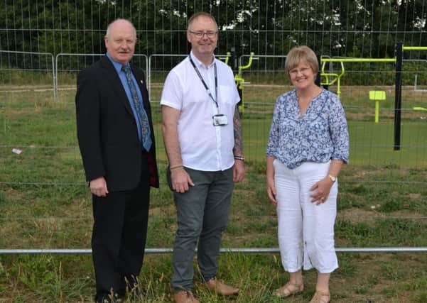 Cllr David Nevett, Stronger Communities Manager Dave Ridge and Cllr Andrea Robinson at the new look Far Field