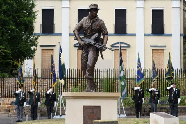 The unveiling of the King's Own Yorkshire Light Infantry Memorial at Elmfield Park.