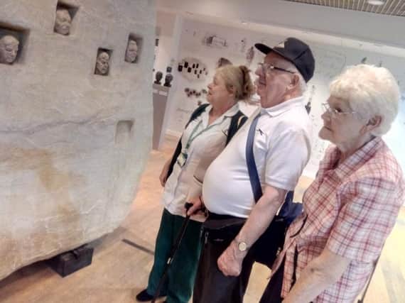 Lynne Penketh, Alan Ogden, and Betty Ryn, with a model of the proposed Doncaster mining memorial at the exhibition at the Frenchgate Centre. Picture: David Kessen