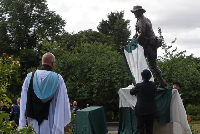 Brigadier Roger St C Preston CBE unveils the King's Own Yorkshire Light Infantry Memorial at Elmfield Park. Picture: Andrew Roe