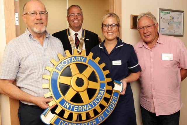A Palliative Care Room has been opened at the Doncaster Royal Infirmary, thanks to donations from the Rotary Club of Doncaster St Leger. Pictured are Rotarian John Campbell, President David Chambers, St Leger Ward Sister Amie Kay and Immediate Past President David Gregory.