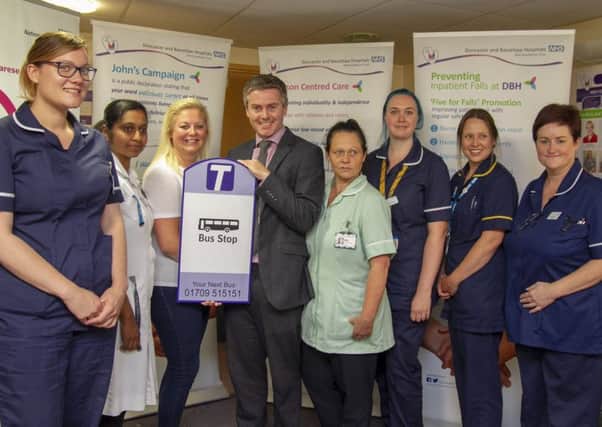Ward staff at Doncaster Royal Infirmary and Tim Taylor, Director of Customer Services (SYPTE)