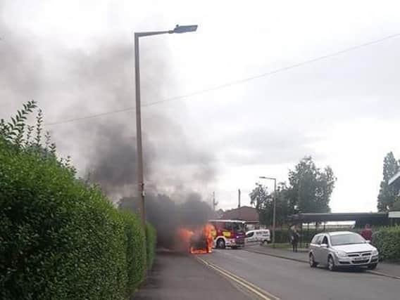 A care fire on Abbey Road in Dunscroft. (photo submitted).