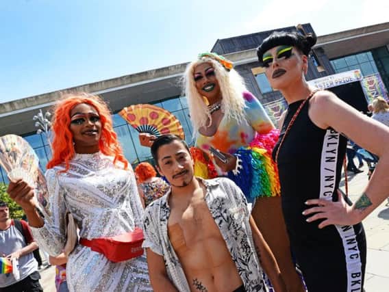 Bipolar Abdul, King Little, Chanelle and Eboni Whyte, pictured, during Doncaster Pride. Picture: Marie Caley
