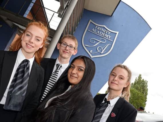 Year 12 students l-r Jasmine Wood, Oliver Page, Tharmisha Ramamoorthy and Sarah Roe, all 17. Picture:  Marie Caley