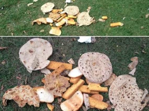 The pile of food dumped in Sandall Park.
