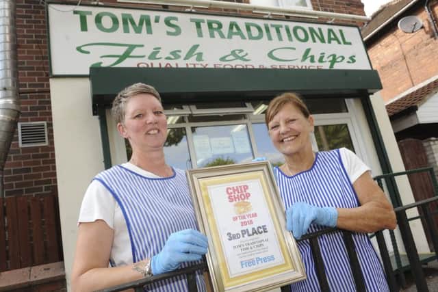 Doncaster Free Press, Fish and Chip Shop of the Year, 3rd place - Julie Kendell  and Ellen Whitaker at  Tom's Traditional Fish & Chips. Picture Scott Merrylees