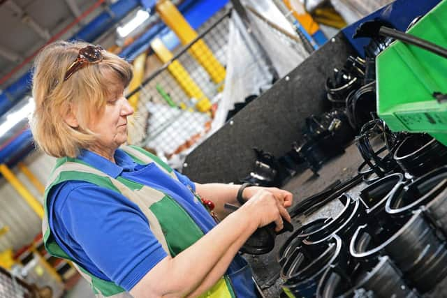 Alison Marshall, pictured on the Rain Water assembly line. Picture: Marie Caley NDFP-28-08-18-Polypipe-7