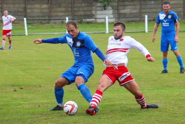 Action from Armthorpe Welfares win over Skegness Town. Photos: Steve Pennock