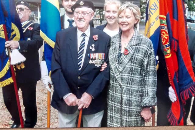 Les Wales,aged 95, from Balby, Doncaster, served with the Royal Army Service Corps during World War War Two. He is pictured with Hollywood acress Annette Bening