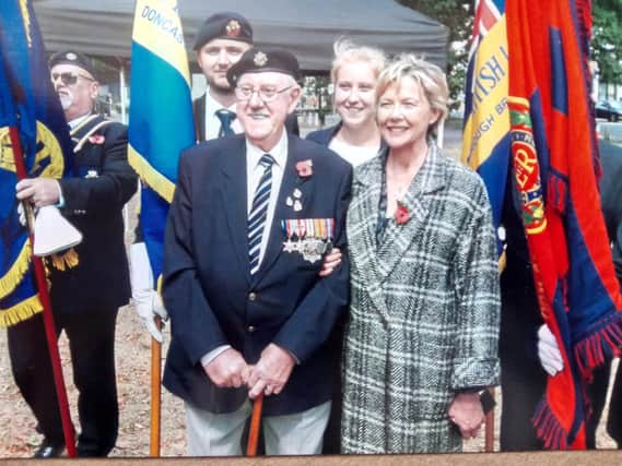 Les Wales,aged 95, from Balby, Doncaster, served with the Royal Army Service Corps during World War War Two. He is pictured with Hollywood acress Annette Bening
