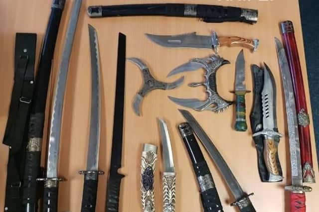 The haul of weapons handed to police in Sheffield by a member of the public