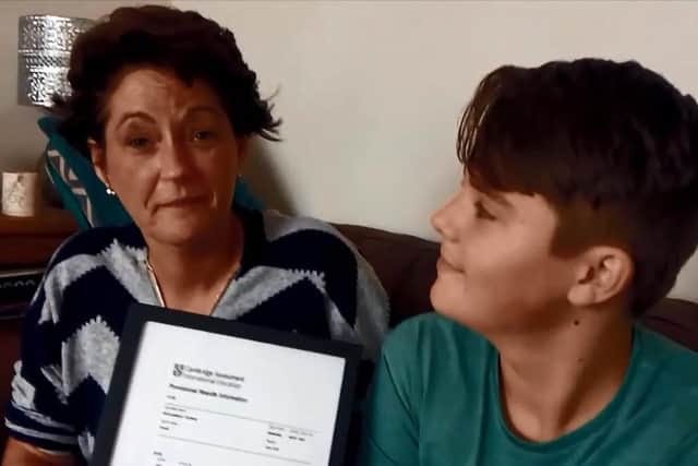 Amanda Rees with son Sam, who is being home educated and has passed a GCSE aged 12