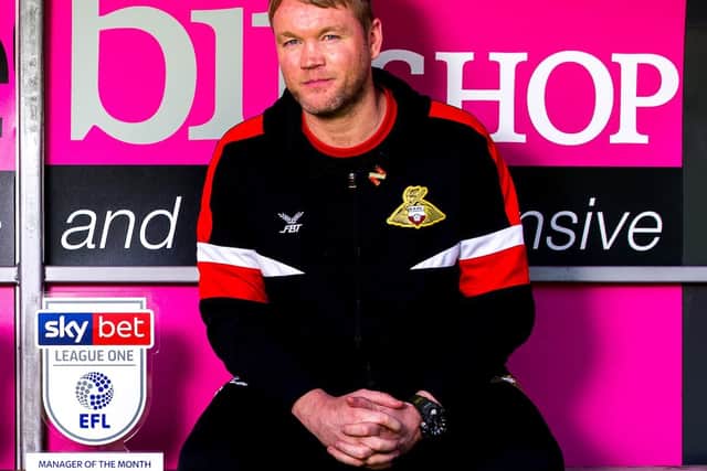 Grant McCann with his League One manager of the month award