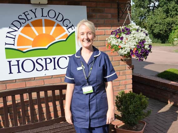 Sarah Hodge, of Lindsey Lodge Hospice celebrates Hospice Care Week by launching Wellbeing Centre